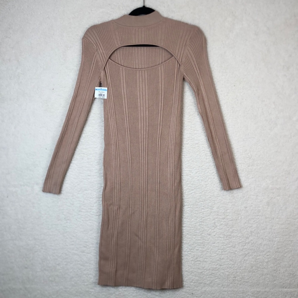 NWT Samsoe Samsoe Womens Tan Ribbed Open Front Dress SIZE MEDIUM NEW WITH TAGS